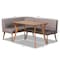 Baxton Studio Odessa Mid-Century Modern Grey Fabric and Walnut Brown Finished Wood 3-Piece Dining Nook Set 175-10843-10840-Zoro - alternate 2
